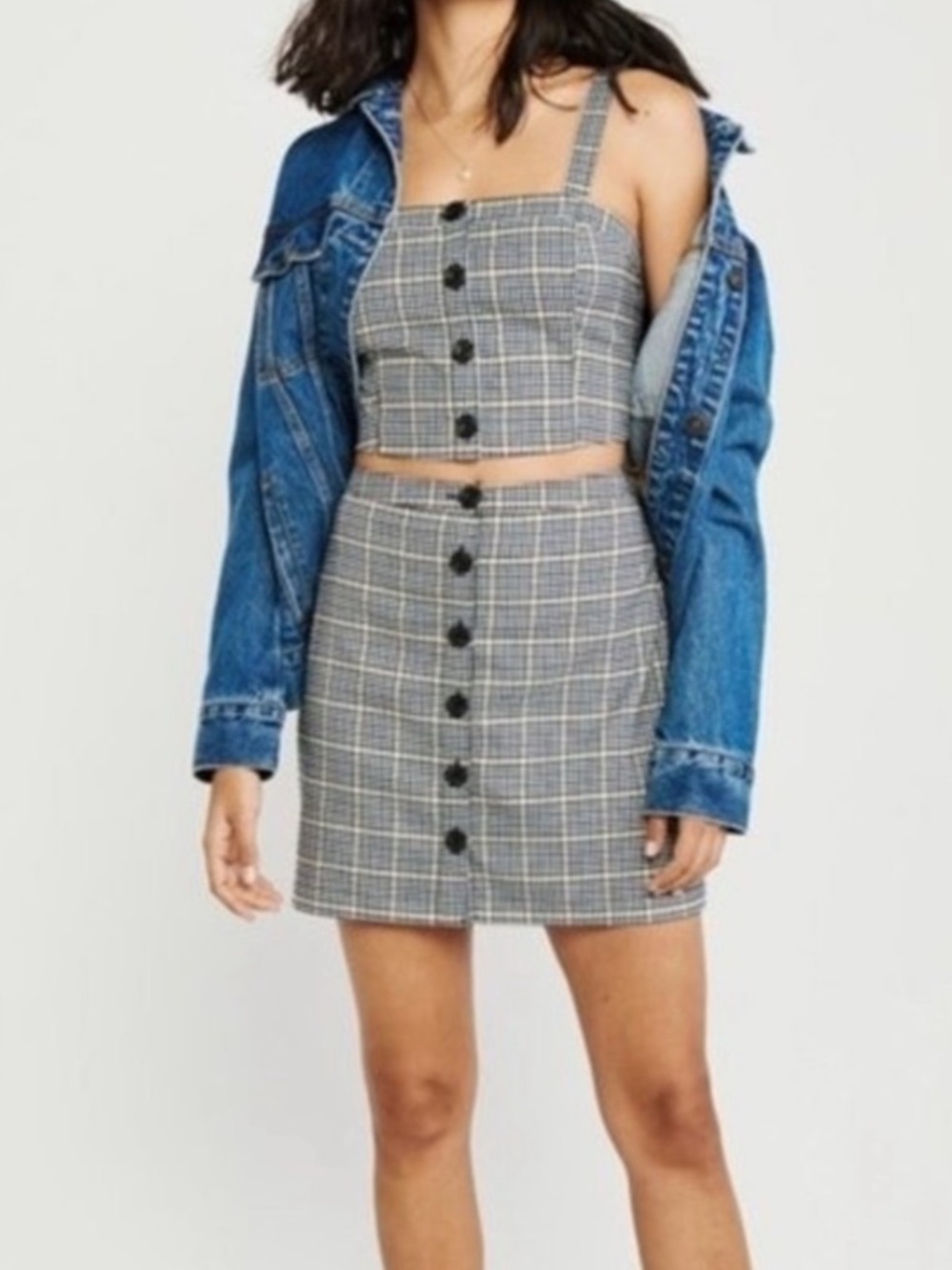Abercrombie & Fitch Preppy Plaid Set: Cropped Cami Top & Mini Skirt Schoolgirl M